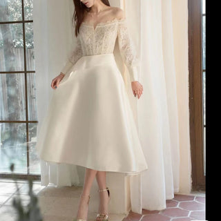 Long Sleeve Short Wedding Dress