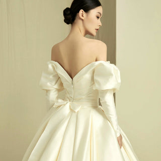 Off-the-shoulder Low Back Wedding Dress