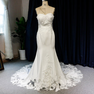 Sparkly Sweetheart Mermaid Bridal Gown with Leaf Shaped Train