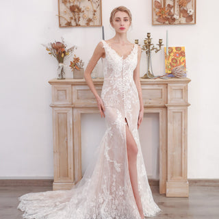 Lace Wedding Dress with Slit