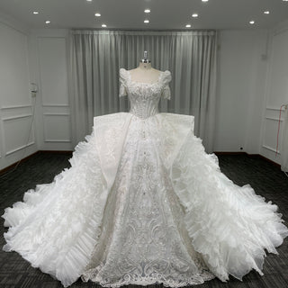Puff Sleeve Wedding Dress Plus Size