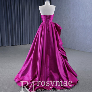 Quinceanera Gown Ruffle Long Evening Party Dress with Asymmetrical Neck