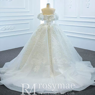 Popular Off the Shoulder Lace Ball Gown Wedding Dress