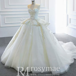 Strapless Lace Princess Wedding Dress Sweetheart Bridal Gown