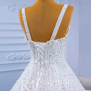 Heavy Beading Luxury Puffy Wedding Dress with Wide Straps