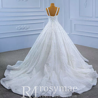 Heavy Beading Luxury Puffy Wedding Dress with Wide Straps