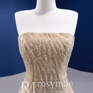 Sequins Glitter Prom Dress Detachable Train Mermaid Evening Gown