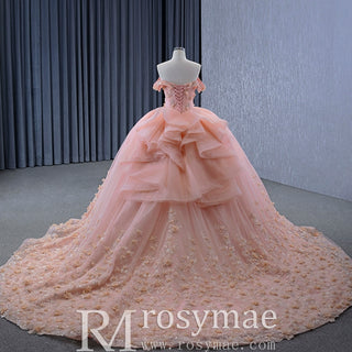 Gorgeous Blush Handmade Beading Wedding Dress Quinceanera Gown