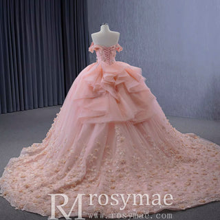 Gorgeous Blush Handmade Beading Wedding Dress Quinceanera Gown