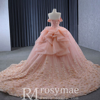 Gorgeous Blush Handmade Beading Wedding Dress Quinceanera Gown