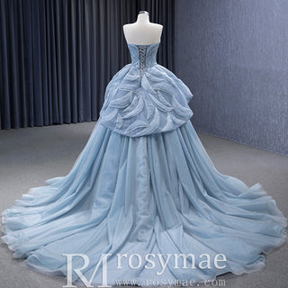 Strapless Tulle Ball Gown Formal Gown Prom Dress with Sweetheart