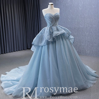 Strapless Tulle Ball Gown Formal Gown Prom Dress with Sweetheart