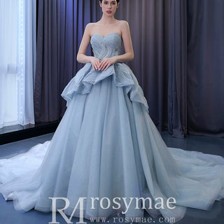 Strapless Tulle Ball Gown Formal Gown Prom Dress with Sweetheart