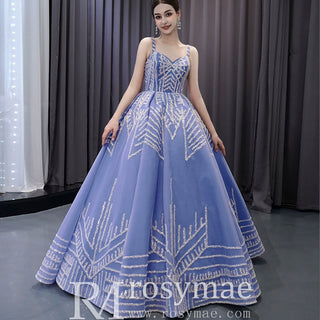 Blue Wedding Gown Elegant Quinceanera Dress with Spaghetti Strap