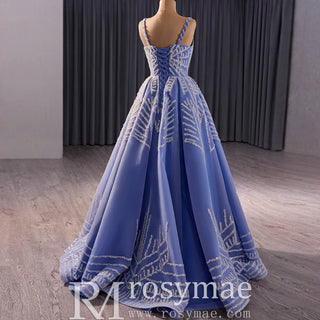 Blue Wedding Gown Elegant Quinceanera Dress with Spaghetti Strap