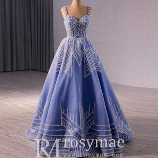 Blue Wedding Gown Elegant Quinceanera Dress with Spaghetti Strap