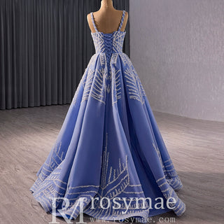 Blue Wedding Gown Elegant Quinceanera Dress with Spaghetti Strap