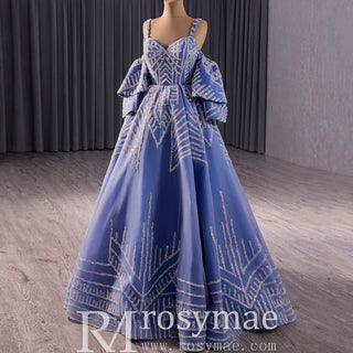 Blue Wedding Gown Elegant Quinceanera Dress with Spaghetti Strap