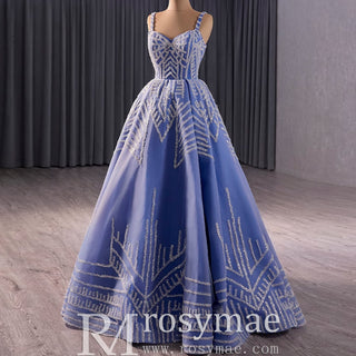 Blue Wedding Gown Elegant Quinceanera Dress with Spaghetti Strap