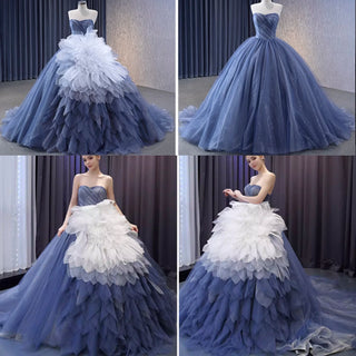 Detachable Blossom Wedding Dress Sweetheart Tiered Quinceanera Gown