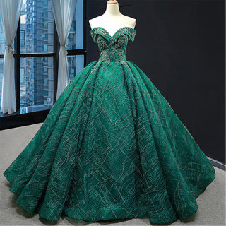 Off The Shoulder Sweetheart Ball Gown Sparky Quinceanera Prom Dresses