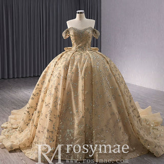 Gorgeous Sequin Wedding Gown Off the Shoulder Quinceanera Dress