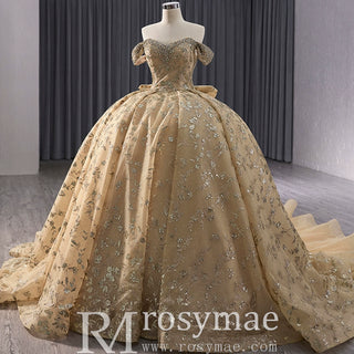 Gorgeous Sequin Wedding Gown Off the Shoulder Quinceanera Dress