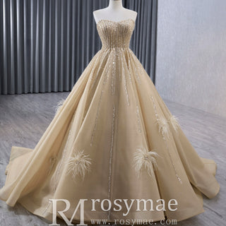 Gorgeous Champagne Handmade Tassel Prom Dress Formal Gown