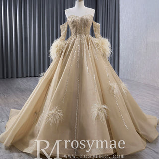 Gorgeous Champagne Handmade Tassel Prom Dress Formal Gown