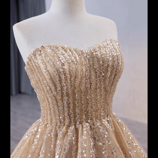 Gorgeous Champagne Handmade Tassel Prom Dress Formal Gown