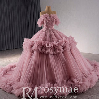 luxury Quinceanera Dress Beaded Ball Gown with Off the Shoulder