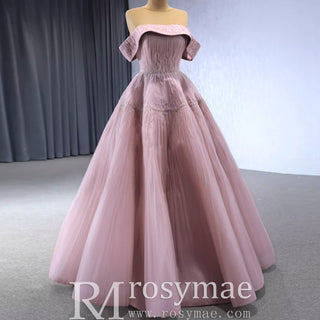 Beaded Ruched Prom Dress Off the Shoulder A-line Wedding Gown