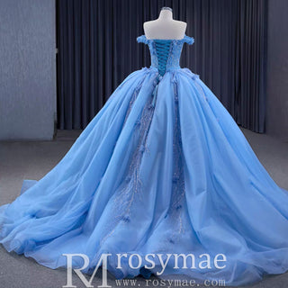 Sky Blue Quinceanera Dress Elegant Ball Gown Evening Party Dresses