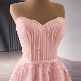 A-Line Floor Length Women Pink Prom Party Gowns Evening Dress