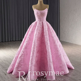 Chic High end A-line Pink Formal Gown Prom Dress with Scoop Neck