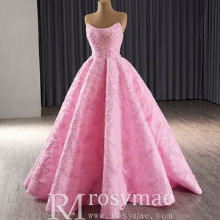 Chic High end A-line Pink Formal Gown Prom Dress with Scoop Neck