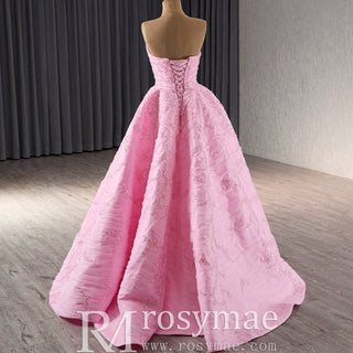 Chic High end A-line Pink Formal Gown Prom Dress with Scoop Neck