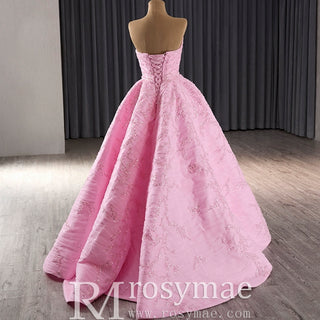 Chic High end A-line Pink Formal Gown Prom Dress with Scoop Neck