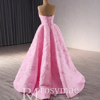 Chic High end A-line Pink Formal Gown Prom Dress with Scoop Neck