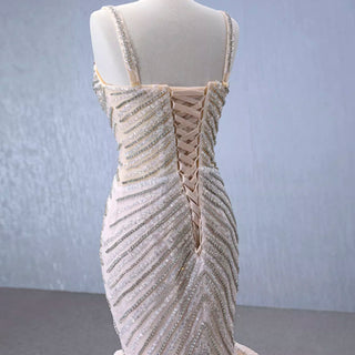 Luxury Beaded Trumpet Wedding Dresswith Spaghetti Strap Formal Gown