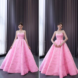 Chic High end A-line Pink Formal Gown Prom Dress with Scoop Neck