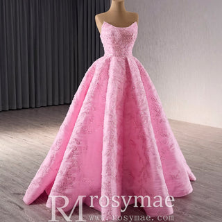 Chic High end A-line Pink Formal Gown Prom Dress with Scoop Neck