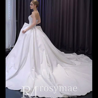 Modest Puffy Ball Gown Boat Neck Wedding Dress with Ruched