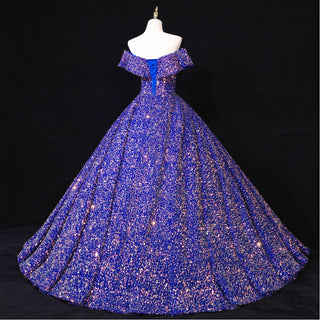 Fashion Sequins Ball Prom Gowns Floor Length Quinceanera Dress