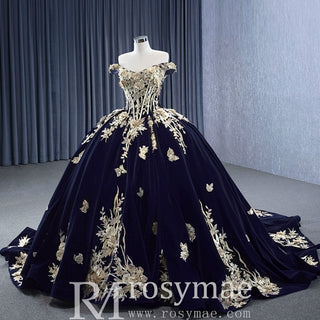 Embroidery Lace Appliqued Ball Gown Quinceanera Dress with Off The Shoulder