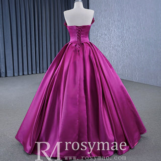 Satin Formal Dress Strapless Ball Gown Evening Dress for Women