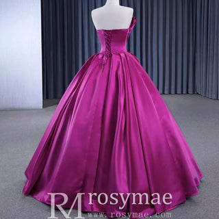 Satin Formal Dress Strapless Ball Gown Evening Dress for Women