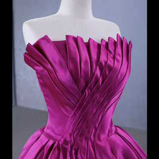 Satin Formal Dress Strapless Ball Gown Evening Dress for Women