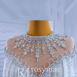 Mock Neck Long Sleeve Ball Gown Wedding Dress Luxury Bridal Gown