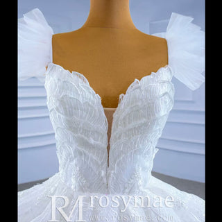 Vintage Tiered Ruffle Puffy Wedding Dress Princess Bridal Gown